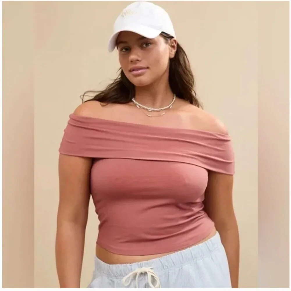Aerie Chill Up Convertible Off The Shoulder Top Y2K Casual - Picture 1 of 4